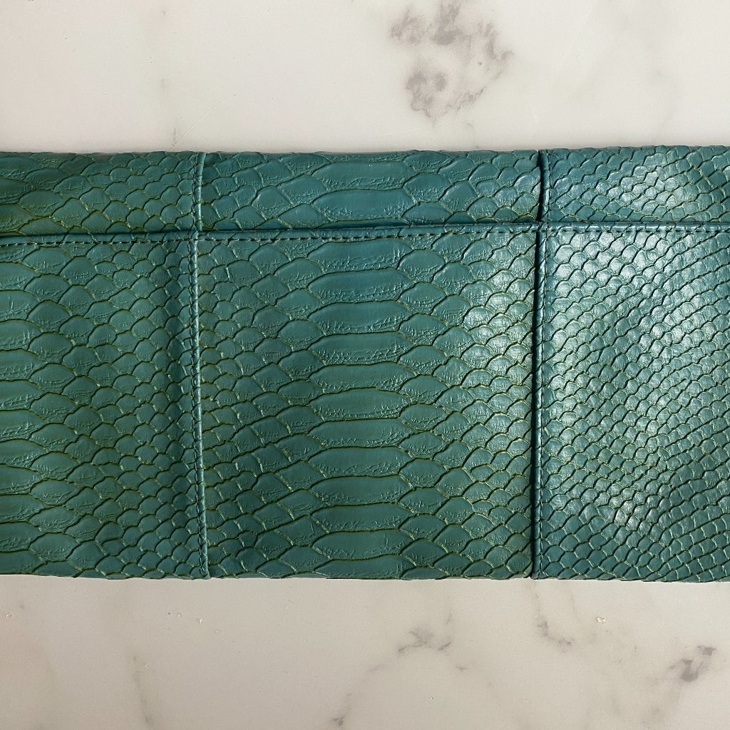 Green Embossed Python Clutch